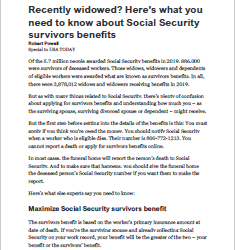 Recently Widowed? Social Security Survivors Benefits