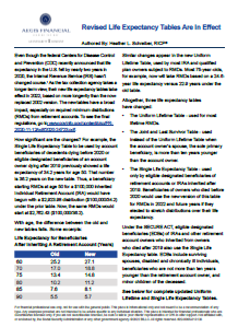 Revised Life Expectancy Tables Are In Effect