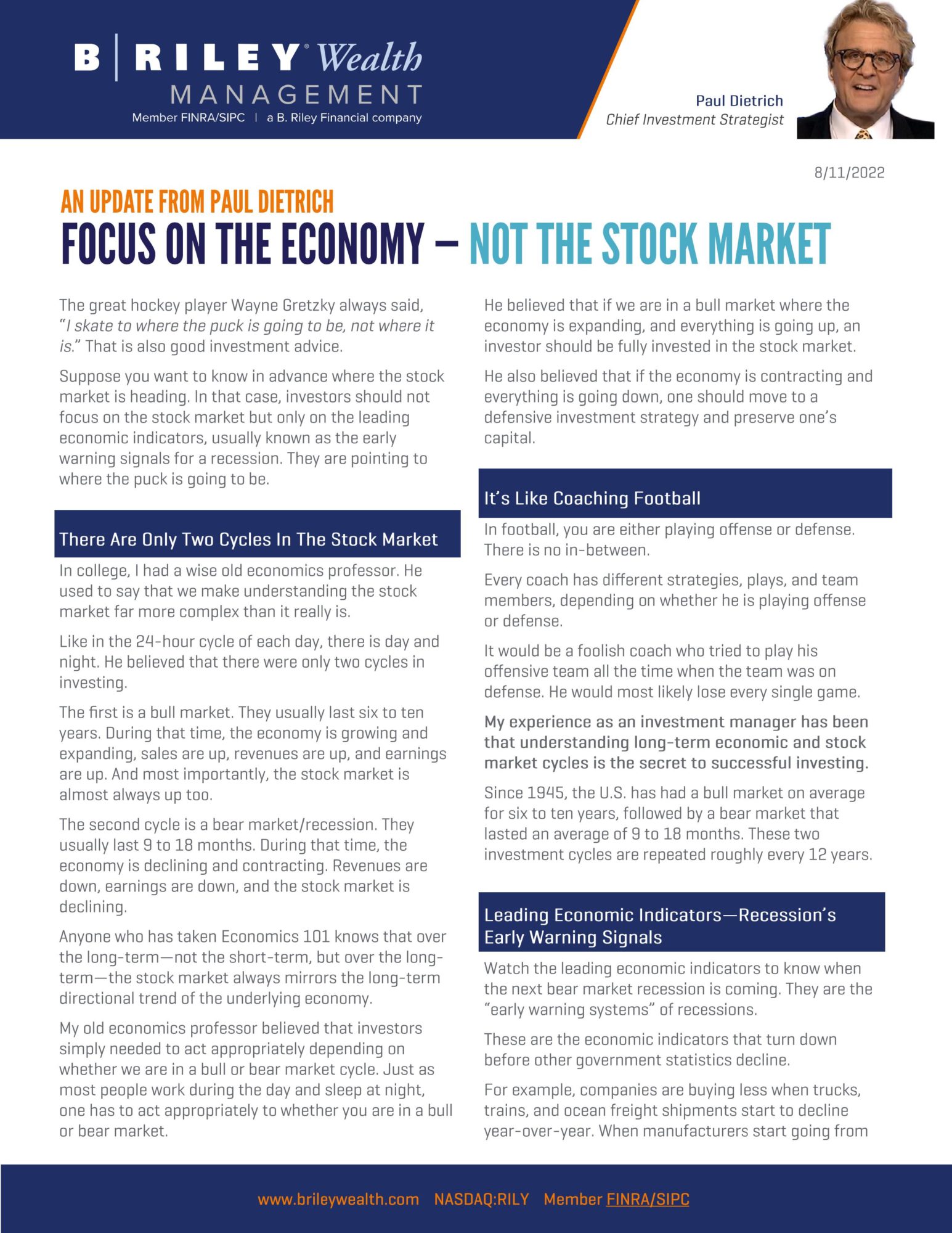 Focus on the Economy – Not the Stock Market