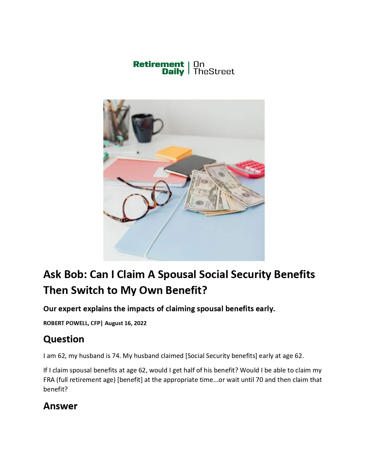 Spousal Social Security Benefits Switched to My Own